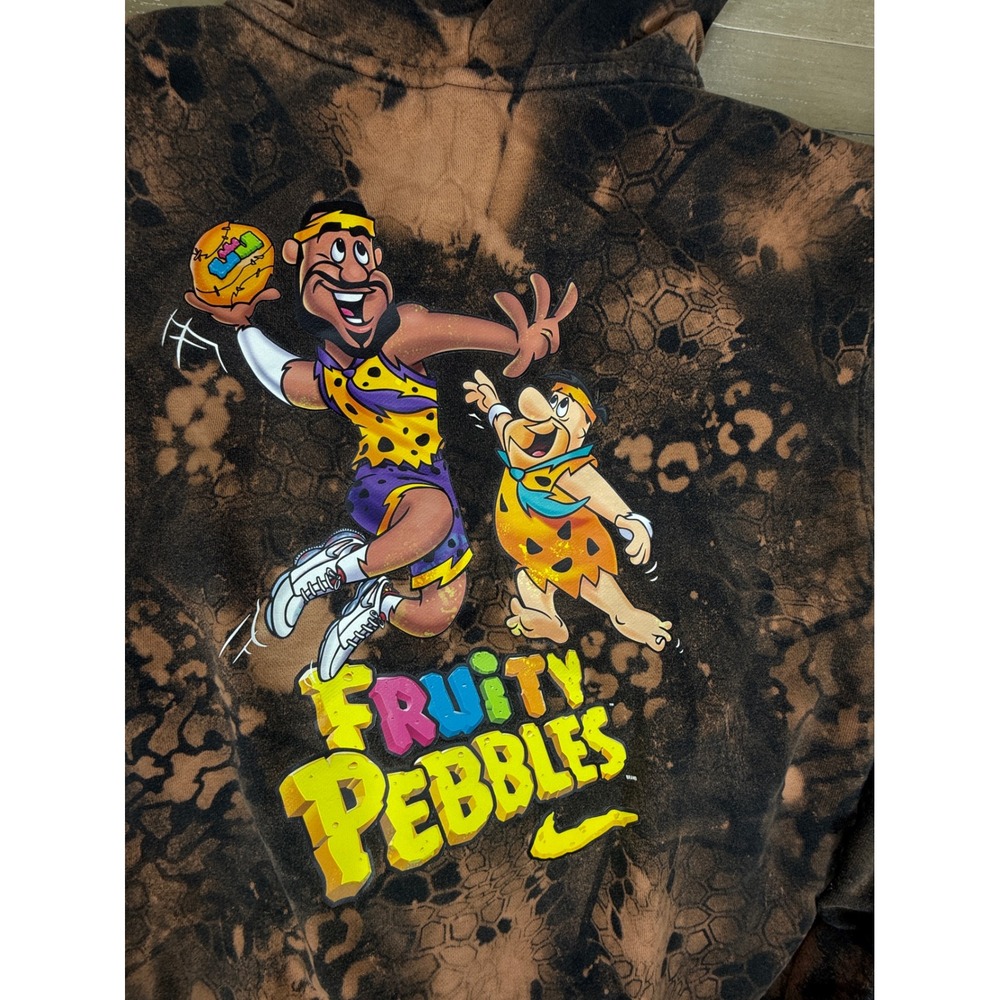 Nike Hoodie Mens XL Black Fruity Pebbles LeBron‎ James Acid Wash Camo CUSTOM - Picture 5 of 8